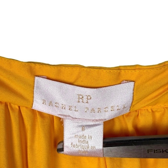 RACHEL PARCELL COTTON POPLIN FLUTTER SLEEVE RUFFLE TIER AMBER YELLOW MIDI DRESS - Picture 9 of 11